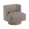 Joya Swivel Accent Chair | Barrel Wingback | Channeled Taupe Gray Polyester
