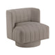 Joya Swivel Accent Chair | Barrel Wingback | Channeled Taupe Gray Polyester