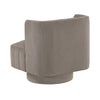 Joya Swivel Accent Chair | Barrel Wingback | Channeled Taupe Gray Polyester