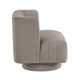 Joya Swivel Accent Chair | Barrel Wingback | Channeled Taupe Gray Polyester