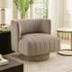 Joya Swivel Accent Chair | Barrel Wingback | Channeled Taupe Gray Polyester