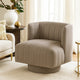 Joya Swivel Accent Chair | Barrel Wingback | Channeled Taupe Gray Polyester