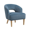 Dora Accent Chair | Open Barrel Back | Blue Velvet | Light Brown Legs