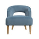 Dora Accent Chair | Open Barrel Back | Blue Velvet | Light Brown Legs