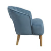 Dora Accent Chair | Open Barrel Back | Blue Velvet | Light Brown Legs