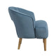 Dora Accent Chair | Open Barrel Back | Blue Velvet | Light Brown Legs