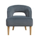 Dora Accent Chair | Open Barrel Back | Dark Gray Velvet | Light Brown Legs