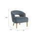 Dora Accent Chair | Open Barrel Back | Dark Gray Velvet | Light Brown Legs