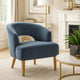 Dora Accent Chair | Open Barrel Back | Dark Gray Velvet | Light Brown Legs