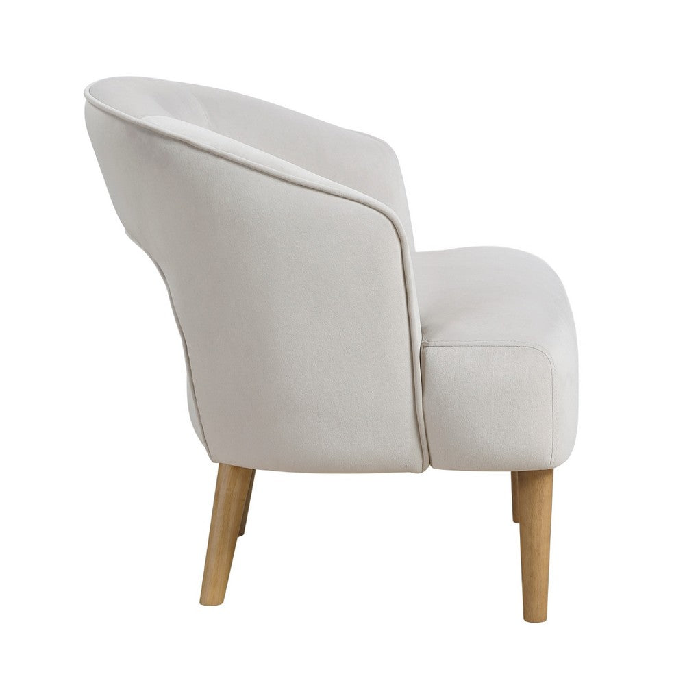 Dora Accent Chair | Open Barrel Back | Gray Velvet | Light Brown Legs