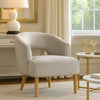 Dora Accent Chair | Open Barrel Back | Gray Velvet | Light Brown Legs