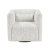 Veena Swivel Cube Chair w Lumbar Pillow | Foam Cushions | Beige Jacquard