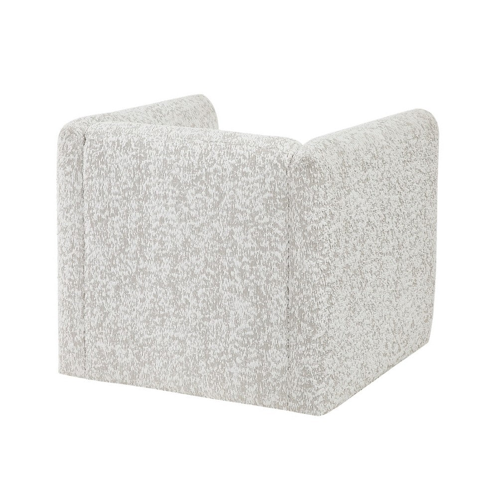Veena Swivel Cube Chair w Lumbar Pillow | Foam Cushions | Beige Jacquard