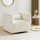 Veena Swivel Cube Chair w Lumbar Pillow | Foam Cushions | Beige Jacquard