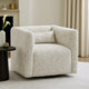 Veena Swivel Cube Chair w Lumbar Pillow | Foam Cushions | Beige Jacquard