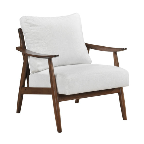 Toni Accent Chair | Foam Fill Beige Polyester | Slat Back Dark Brown Wood