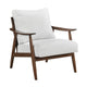 Toni Accent Chair | Foam Fill Beige Polyester | Slat Back Dark Brown Wood