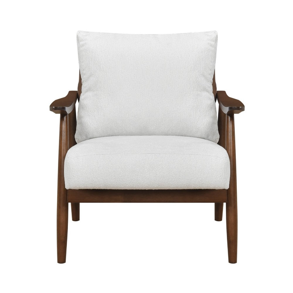 Toni Accent Chair | Foam Fill Beige Polyester | Slat Back Dark Brown Wood