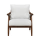 Toni Accent Chair | Foam Fill Beige Polyester | Slat Back Dark Brown Wood