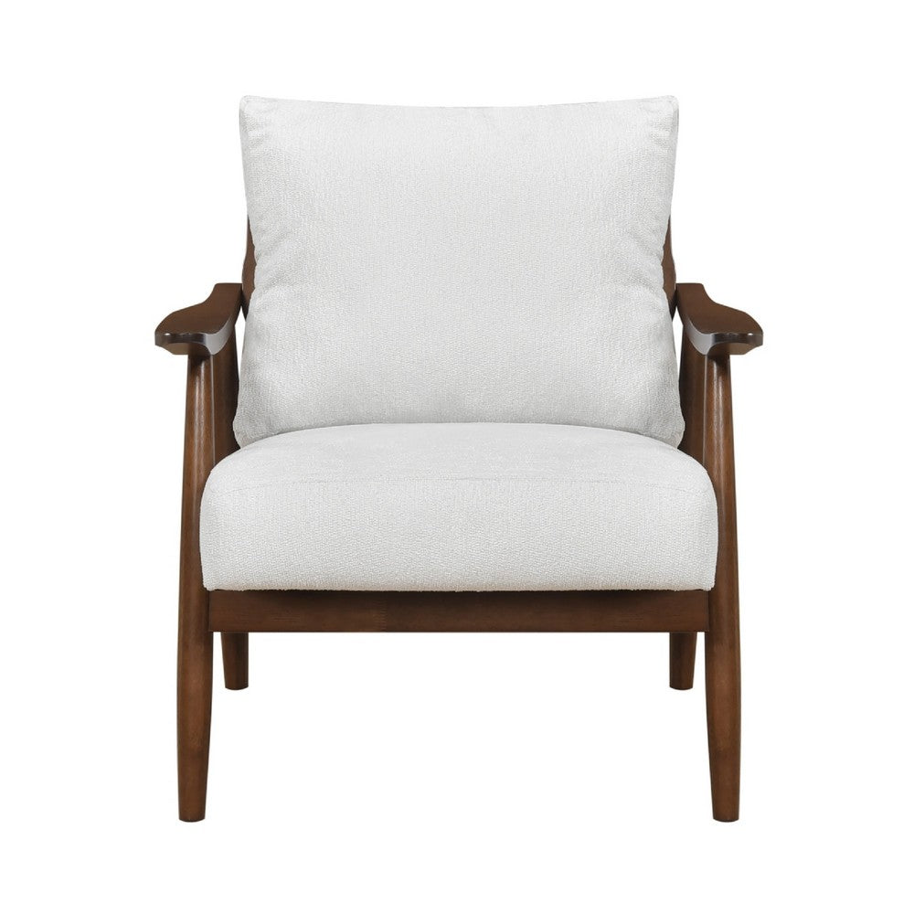 Toni Accent Chair | Foam Fill Beige Polyester | Slat Back Dark Brown Wood