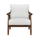 Toni Accent Chair | Foam Fill Beige Polyester | Slat Back Dark Brown Wood