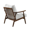 Toni Accent Chair | Foam Fill Beige Polyester | Slat Back Dark Brown Wood