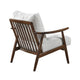 Toni Accent Chair | Foam Fill Beige Polyester | Slat Back Dark Brown Wood