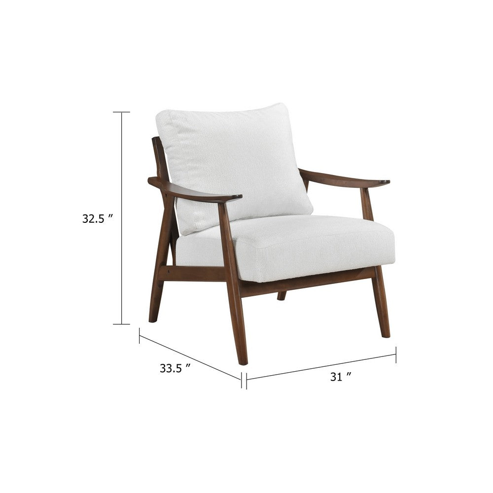 Toni Accent Chair | Foam Fill Beige Polyester | Slat Back Dark Brown Wood