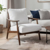Toni Accent Chair | Foam Fill Beige Polyester | Slat Back Dark Brown Wood