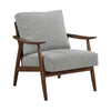 Toni Accent Chair | Foam Fill Gray Polyester | Slat Back Dark Brown Wood