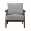 Toni Accent Chair | Foam Fill Gray Polyester | Slat Back Dark Brown Wood