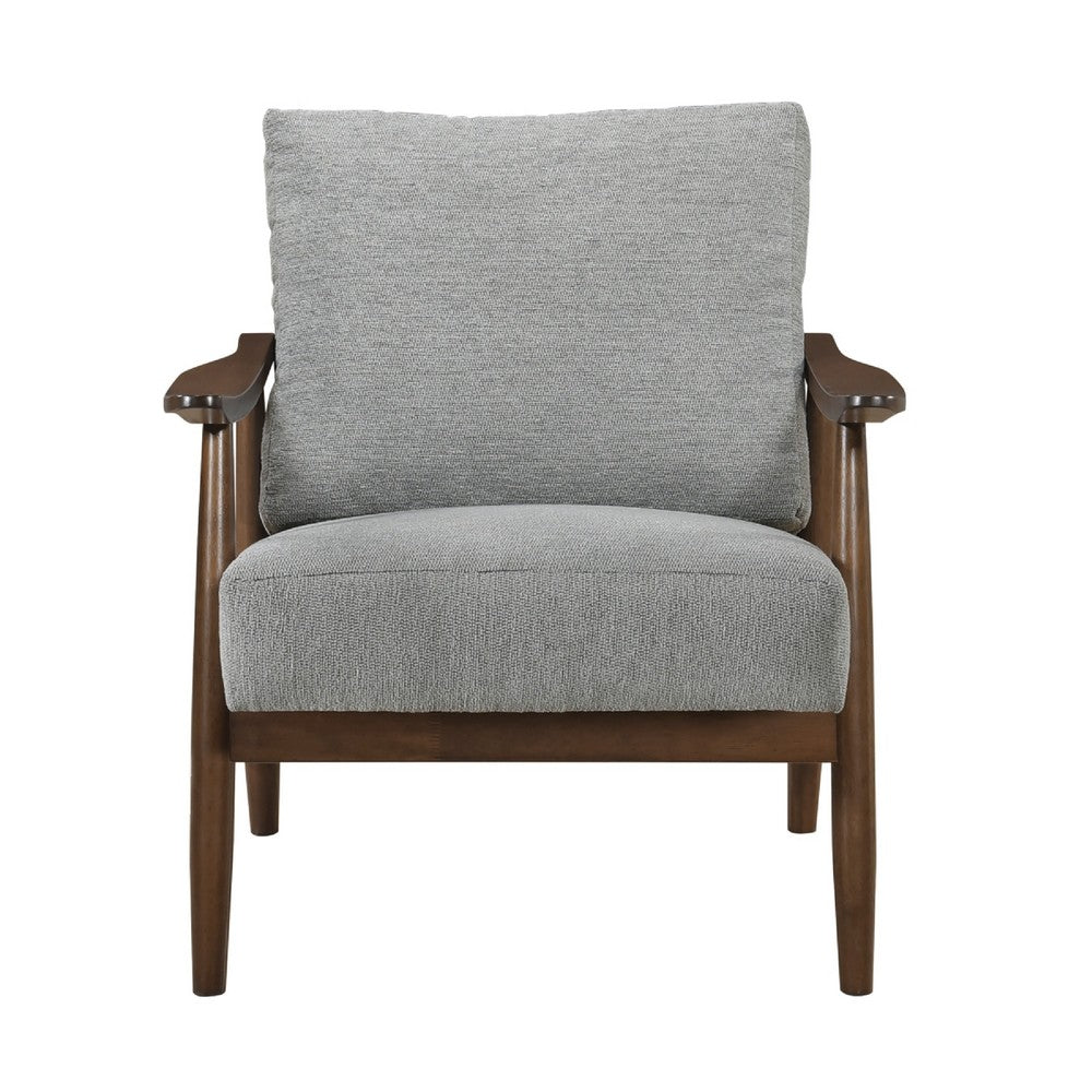 Toni Accent Chair | Foam Fill Gray Polyester | Slat Back Dark Brown Wood
