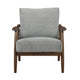 Toni Accent Chair | Foam Fill Gray Polyester | Slat Back Dark Brown Wood
