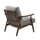 Toni Accent Chair | Foam Fill Gray Polyester | Slat Back Dark Brown Wood