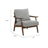 Toni Accent Chair | Foam Fill Gray Polyester | Slat Back Dark Brown Wood