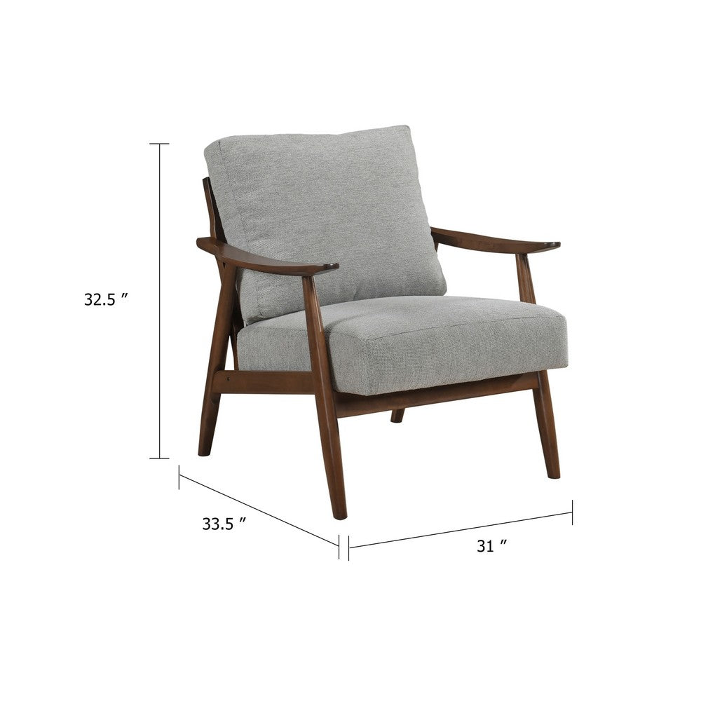 Toni Accent Chair | Foam Fill Gray Polyester | Slat Back Dark Brown Wood