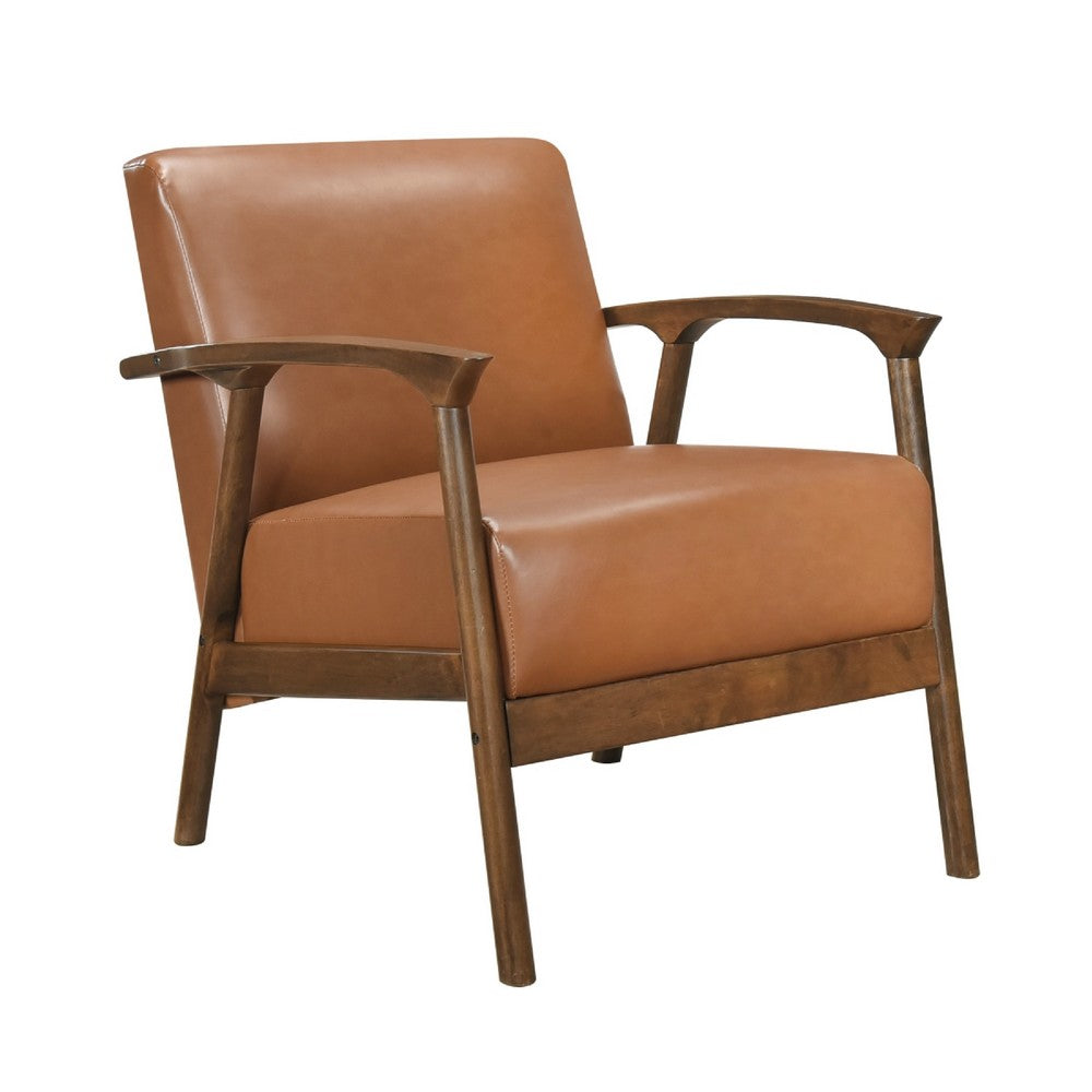 Eva Accent Chair | Foam Fill Cushions | Brown Faux Leather & Wood Frame
