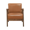 Eva Accent Chair | Foam Fill Cushions | Brown Faux Leather & Wood Frame