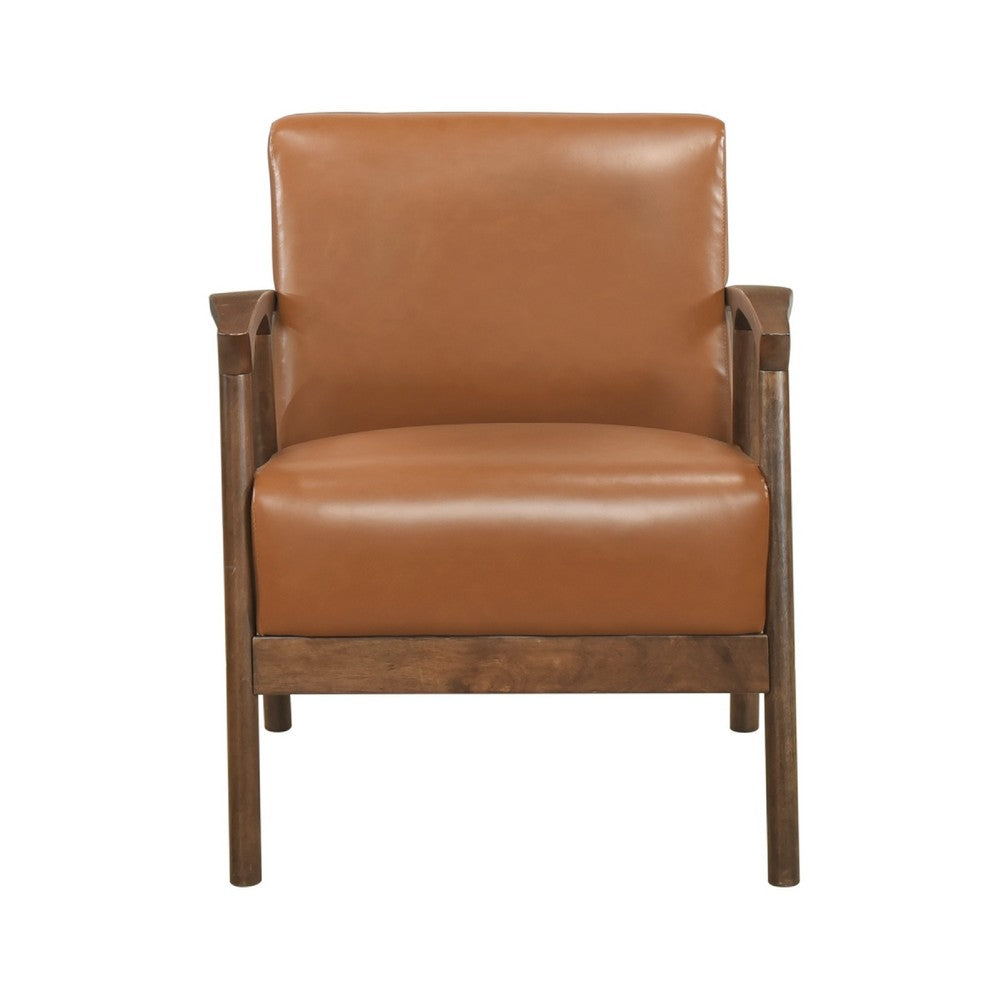 Eva Accent Chair | Foam Fill Cushions | Brown Faux Leather & Wood Frame
