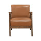 Eva Accent Chair | Foam Fill Cushions | Brown Faux Leather & Wood Frame