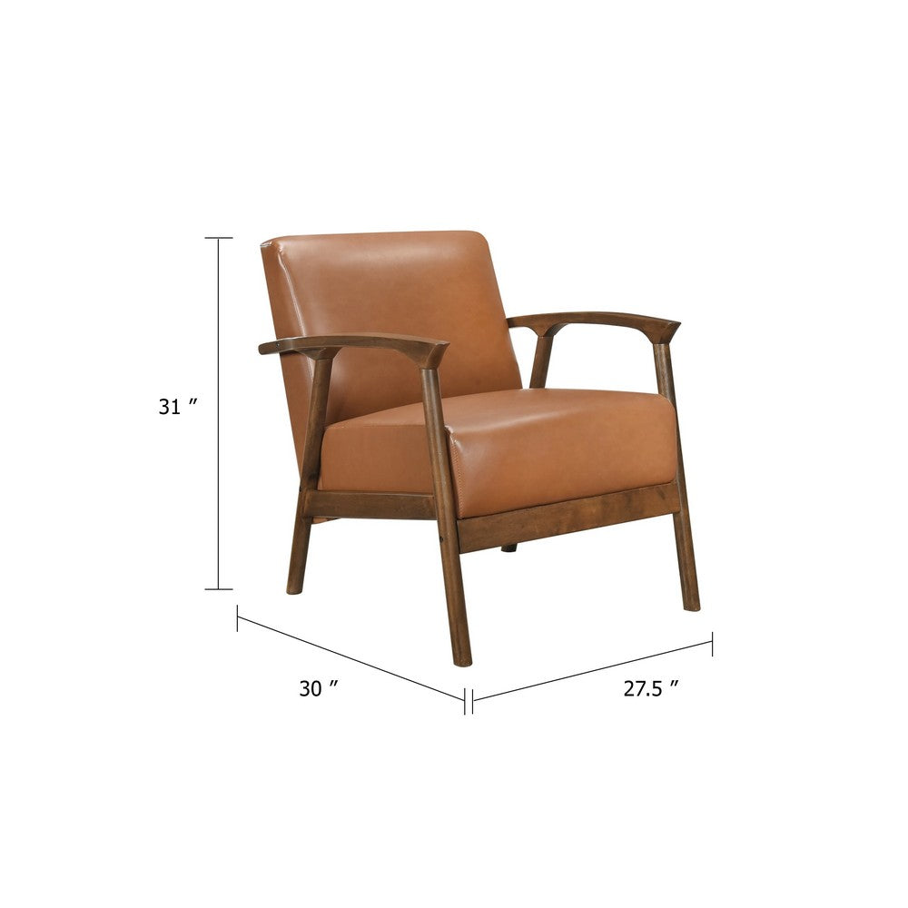 Eva Accent Chair | Foam Fill Cushions | Brown Faux Leather & Wood Frame