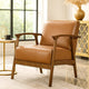 Eva Accent Chair | Foam Fill Cushions | Brown Faux Leather & Wood Frame