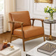 Eva Accent Chair | Foam Fill Cushions | Brown Faux Leather & Wood Frame