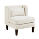 Feya Accent Chair w Lumbar Pillow | Channeled Beige Corduroy | Brown Legs