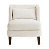 Feya Accent Chair w Lumbar Pillow | Channeled Beige Corduroy | Brown Legs