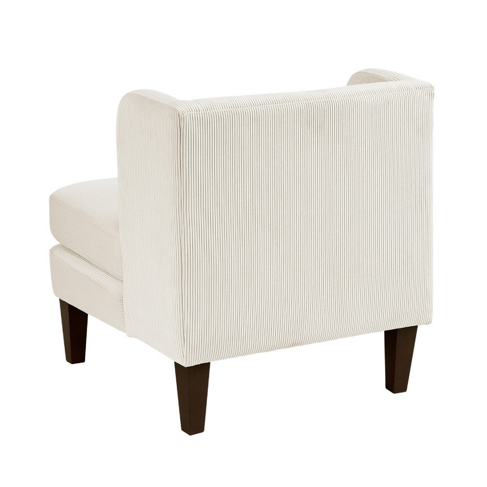 Feya Accent Chair w Lumbar Pillow | Channeled Beige Corduroy | Brown Legs