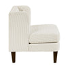 Feya Accent Chair w Lumbar Pillow | Channeled Beige Corduroy | Brown Legs