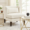 Feya Accent Chair w Lumbar Pillow | Channeled Beige Corduroy | Brown Legs