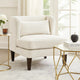 Feya Accent Chair w Lumbar Pillow | Channeled Beige Corduroy | Brown Legs