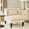 Feya Accent Chair w Lumbar Pillow | Channeled Beige Corduroy | Brown Legs